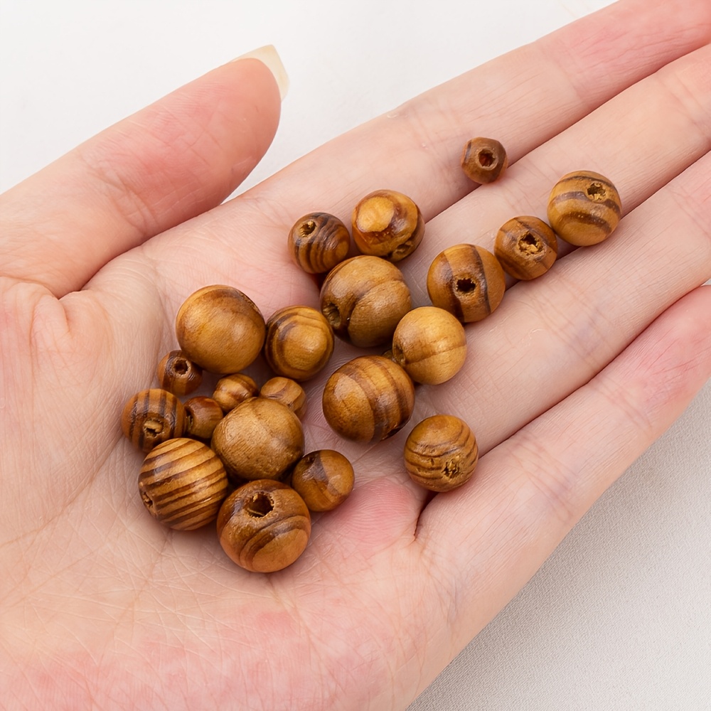 New Chinese Style Pine Wood Grain Round Beads for DIY